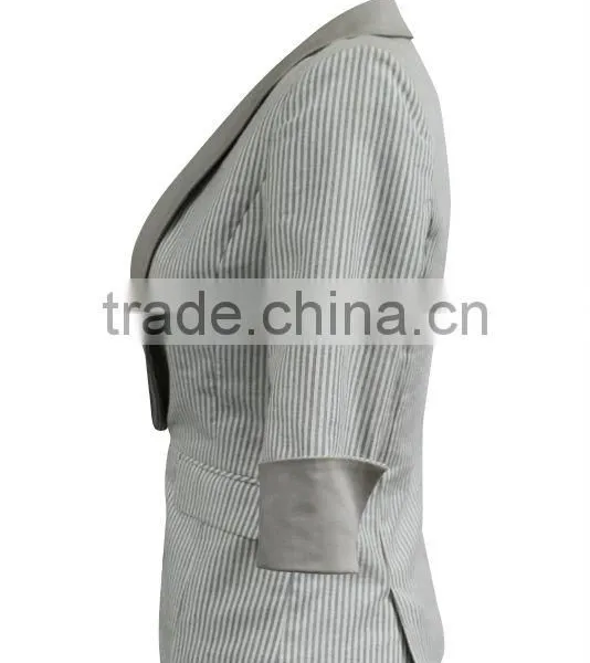 Latest Design Contrast Fibric Good Quality Slim Fit 2013 Neck Designs for Ladies Suit/ladies Half Sleeve Business Suit photo-2