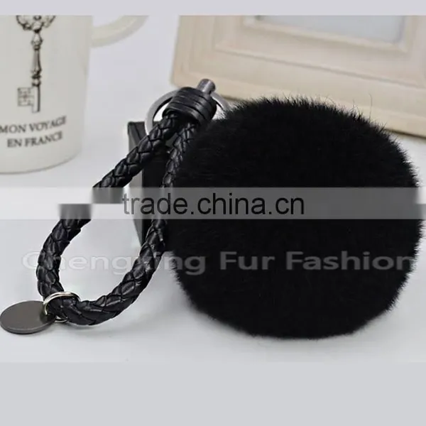CX-R-24 Genuine Rabbit Fur Ball Mobile Phone Gift Fur Pom Pom Keychain photo-6