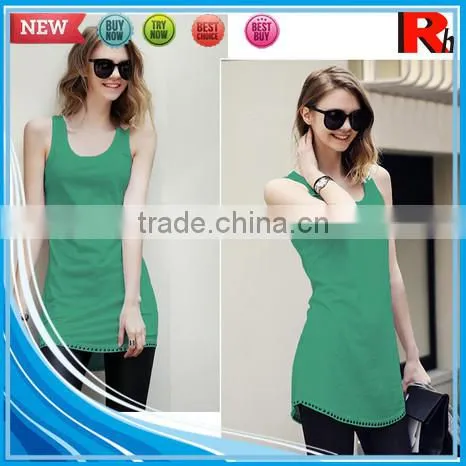 China Fitness Cheap Plain Gym Bodybuilding Long Tank Tops for Women With Wholesale Price photo-2