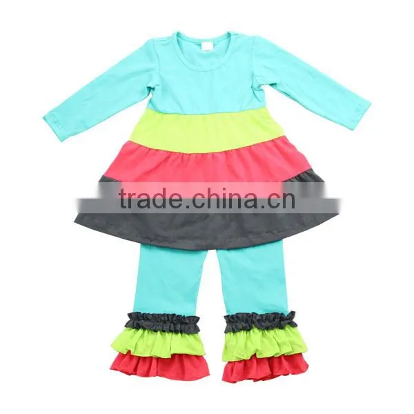 Ruffle Baby Clothes Wholesale Boutique Childrens Stripe Ruffle Cotton Clothing Girls Fall Clothes photo-5