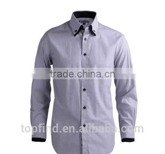 Fancy Grey Color Long Sleeve Double Collar Men's Dress Shirt for Men