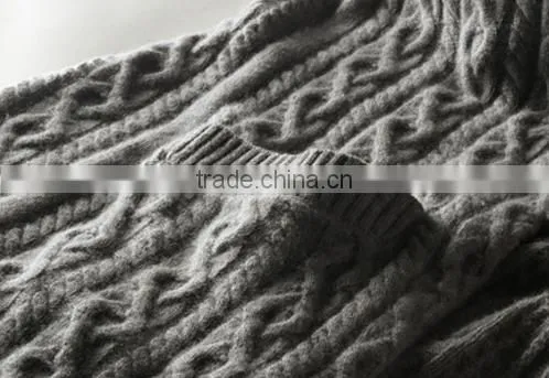 Women's Most Popular Gery Cable Knit Cashmere Sweater Cardigan With Side Pockets photo-5