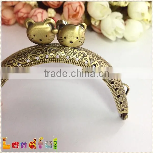 8.5cm Hello Kitty Handmade Metal Handbag Handle Clutch Purse Frame photo-3