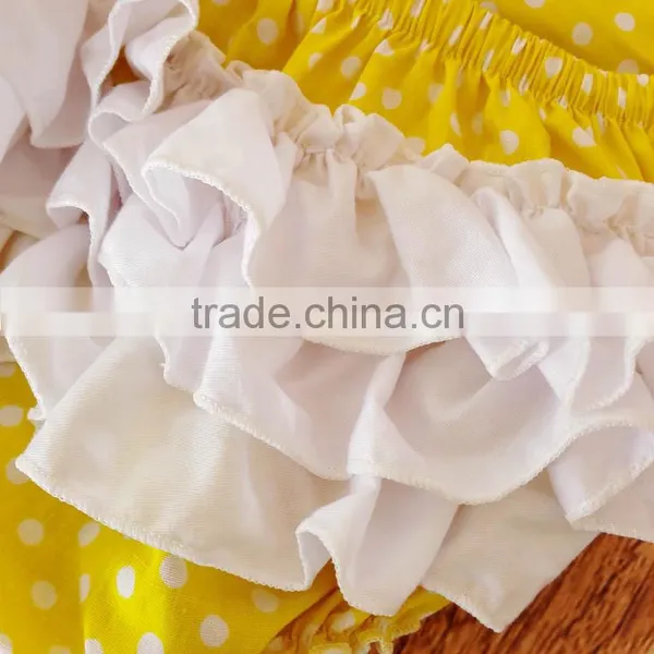 Yellow Polka Dot Wholesale Cotton Ruffled Bloomers Pakistan Baby Romper Clothing photo-3