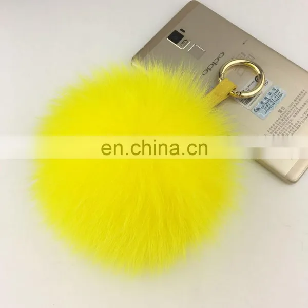 Womens Bag Decoration Charm Handbag Pompom Real Fox Fur Keychains photo-2