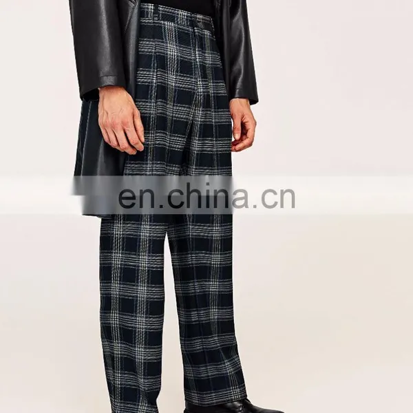 Most Fashionable In 2017 Wholesale Men Casual Checked Wide Leg Trousers photo-2