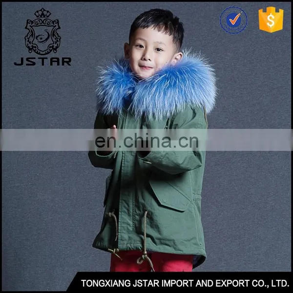 2017wholesale New Cute Design Kid Fur Parka Jacket
