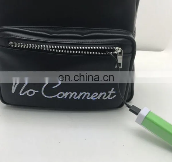 Cheap PU Leather Waterproof Led Light Backpack With Power Bank photo-3