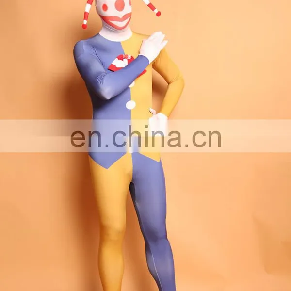 Halloween Lycra Clown Zentai Full Body Suit Costume Cosplay Dress