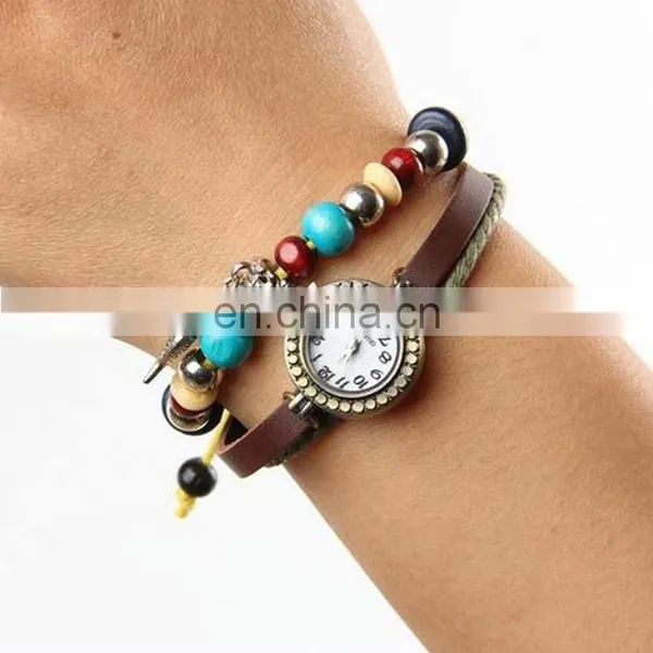 Wholesale Stainless Steel Genuine Charm Leather Wrist Watch