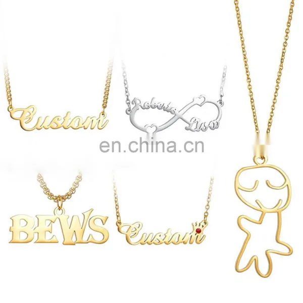 GuangDong Fashion Sterling 925 Sterling Silver Plated Letter Custom Name Plate Jewelry Personalised Necklace for Women photo-4