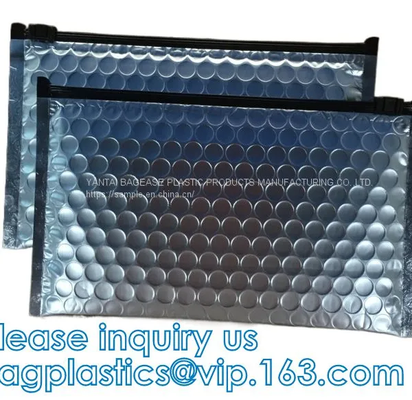 Metallic Foil Film PE Film PE Bubble Cosmetics Reclosable Ziplockk Zipper Bubble Bag 100% Eco-Friendly Waterproof photo-4