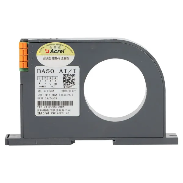 Acrel Electrical Transducer Power Supply DC24V/12V Low Power Consump BA50-AI/I in AC0-600A Out 4-20mA/0-20mA photo-4