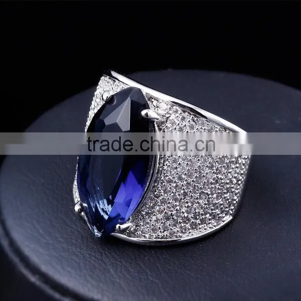 Dongguan Factory Direct Cocktail Jewelry Color Stone Zircon Red Blue Green Ring photo-5