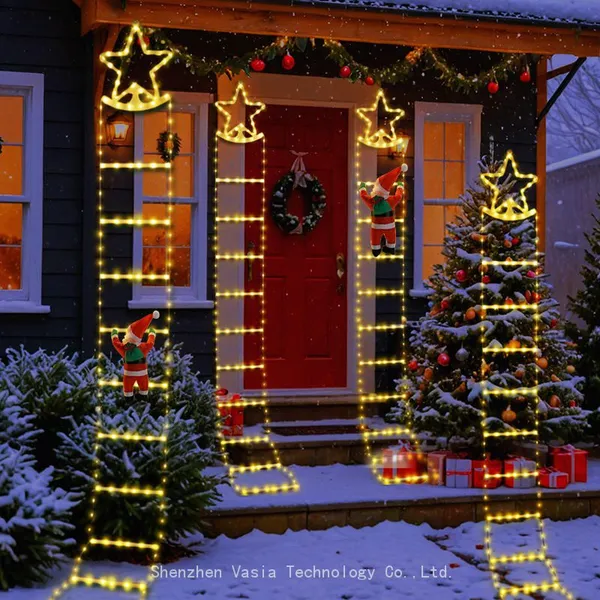 Long-Length 10ft Santa Climbing LED Ladder Lights - Waterproof for Outdoor Garden & Holiday Street Decor photo-4