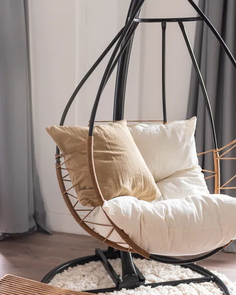 New Launch PE Rattan Single Seat Garden Swing Chair Factory Price Swing Basket With Cushion photo-3