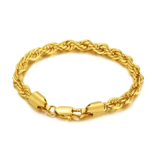 Twisted Chain Bracelet for Men Women Stainless Steel Gold Color Chain Bracelets Bangle Male Jewelry Gift Wholesale photo-2