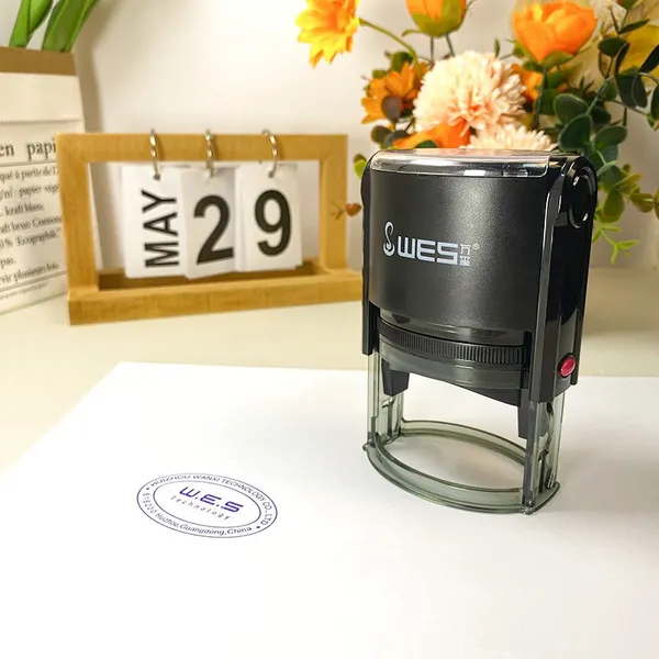 Custom Text and Logo 30x45mm Oval Self-Inking Stamp Auto Press Business Document & Office Plastic Material for Business Use photo-3
