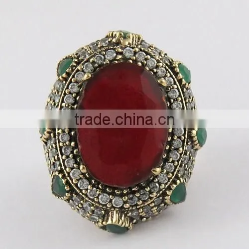 Red Onyx Green Onyx White CZ Ring, Gemtone Silver Jewelry, Oxidized Silver Jewelry photo-2