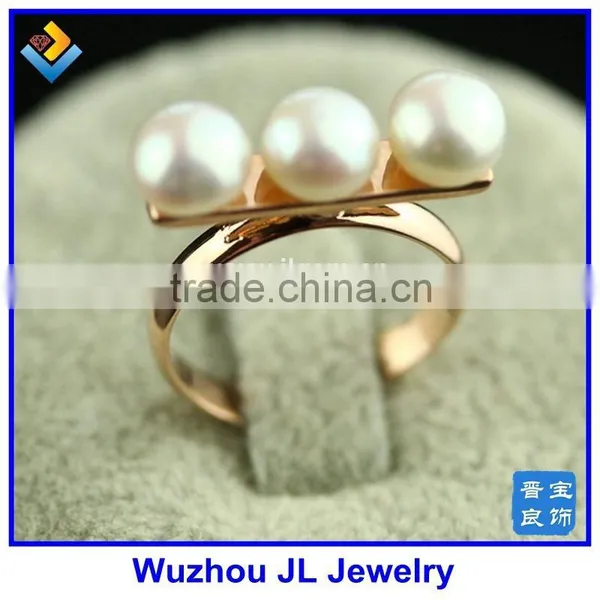 3PCS Natural Pearl Stone Line Ring Rose Gold Plated Pearl Stone Opening Ring photo-4