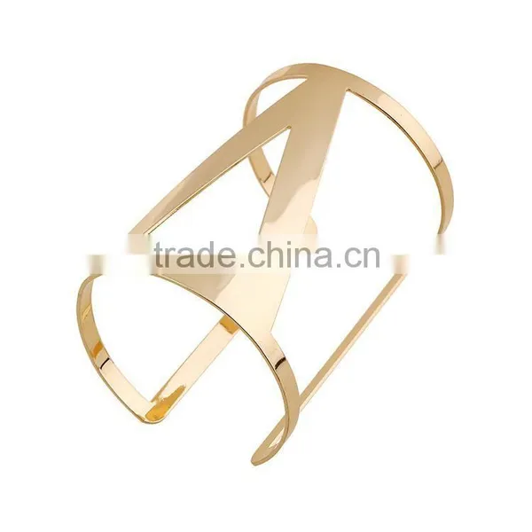 Punk Style Silver/Gold Colour Good Polishing Alloy Wide Metal Bangle AZQJ0051 photo-3