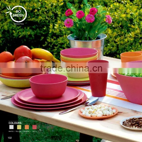 Flower Custom Designed Printed Color Cup Bowl Plate Jug Fastion Eco-friendly Bamboo Firbre Kitchenware, Dishes Dinner Set photo-4