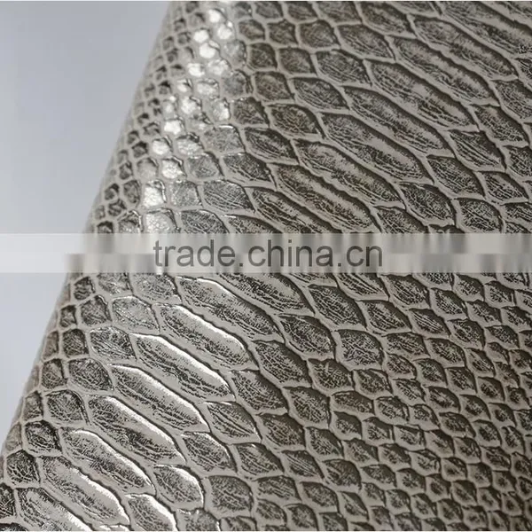 pu Material Snakeskin Leather Fabric Refelective Effect pu Synthetic Leather for Bags Shoes photo-5