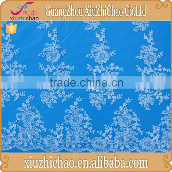 M0020-1A Hot Sale French Tulle Lace Fabric Embroidery Wedding Dress photo-2