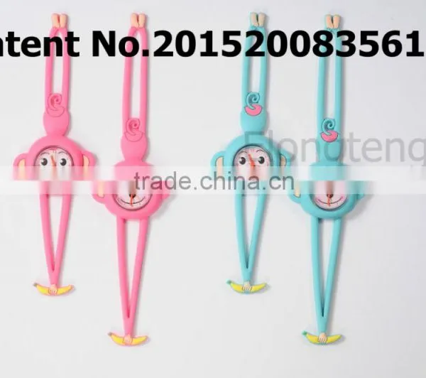 Newest Lying Prone Pink Silicone Rabbit Quartz Kids Wristwatches With CE photo-2