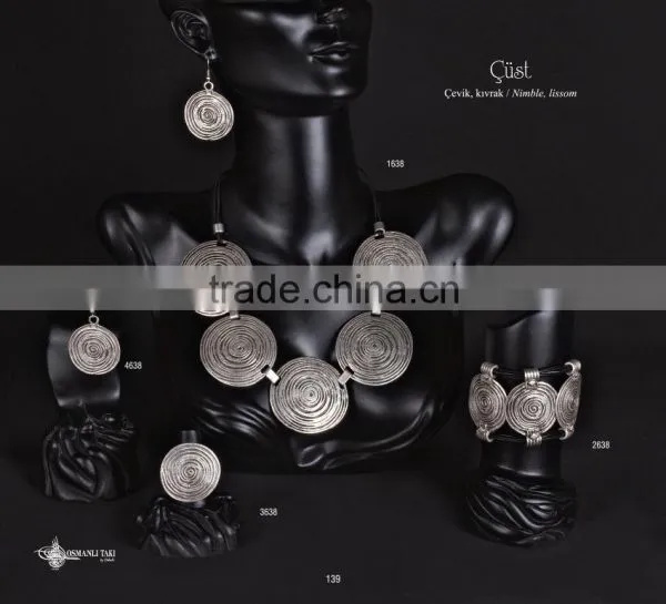 Ring Earring Bracelet Necklace Authentic Turkish Design Jewelry Set Made in Istanbul photo-3