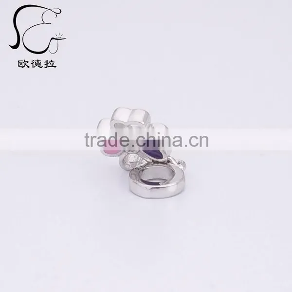 Cubic Zirconia Element Flower Shaped Glass Bead Wholesale photo-3