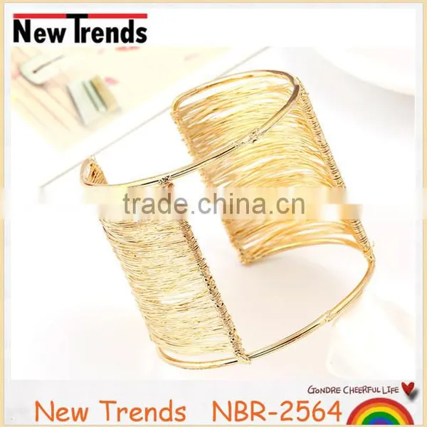 New Design Twist Iron Chain Bangle Wide Iron Wire Open Cuff photo-3