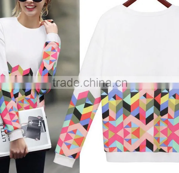 2016 Autumn New Fashion Round Neck Printed Long Sleeve Women Top photo-4