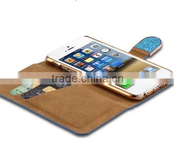 Bling Flip Shiny Diamond Deluxe Wallet Leather Cover Case for Iphone 6 Diamond Bling PU Leather Flip Cover photo-3