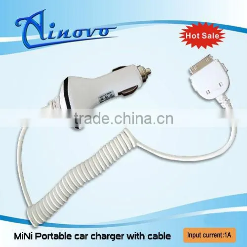 2016 Hot Selling Portable Car Charger With Cable for Ipad/ipod/iphone 3G/3GS 4