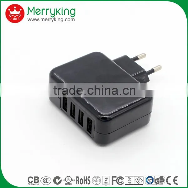5V4.2A EU Plug 4 Port USB Charger CE/GS/CB Approved Portable Charger for Phones/ipad photo-3