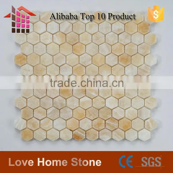 Yellow Hexagon Marble Tile Decorative Wall Yellow Onyx Marble Mosaic