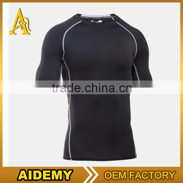 OEM Service Men Sportswear 2 Tones T-shirt Gym Tight Fitness Jogging Tanktop High Quality 2016 Mens t Shirts photo-5