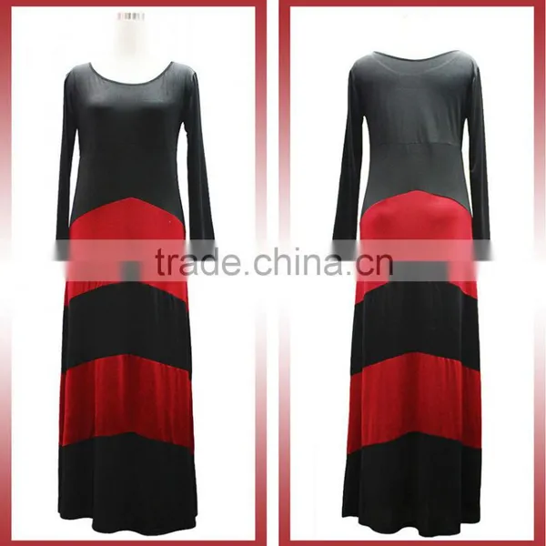Fashion Sey Color Long Sleeve Stripe Geometry Rules Section Tows Dress photo-4