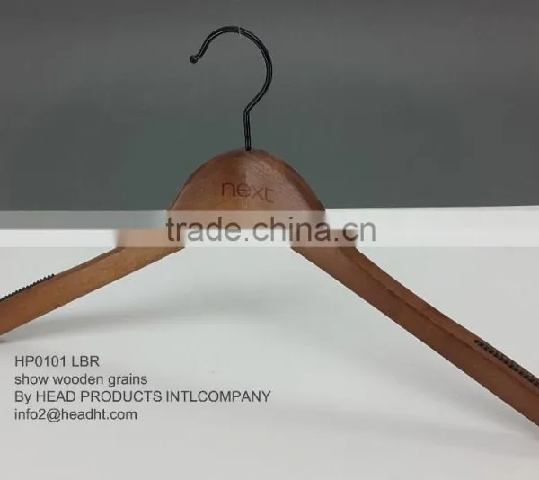 The HEAD Deep Color Curved Wooden Hanger Large Size High Quality Top Hanger for Wholesale photo-4