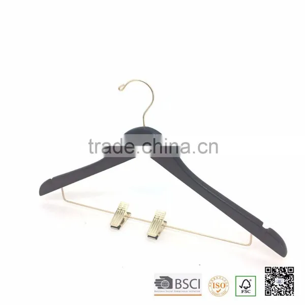 Brown Bamboo Eco Friendly Recycling Coat Clips Hanger for Cloth photo-2