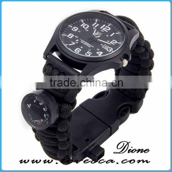 Multifuctional 6 in 1 Survival Paracord Bracelet Compass Watch Hiking Different Colors Outdoor Camping photo-6