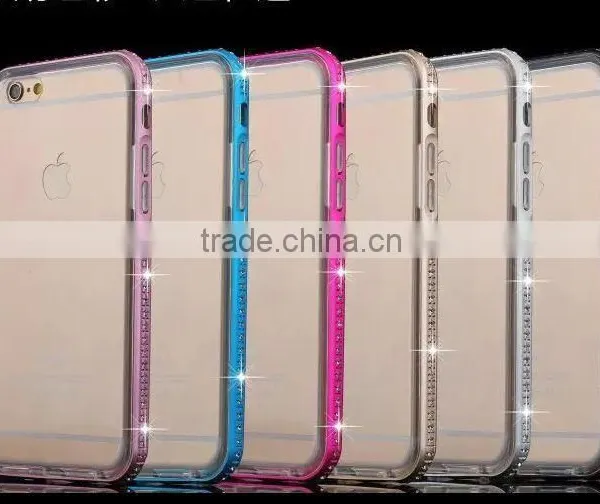 Aluminum Rhinstone Cover Case Diamond Bumper+TPU Cases Cover for Samsung Galaxy S6 Edge, Diamond Bumper Case for Samsung S6 photo-4
