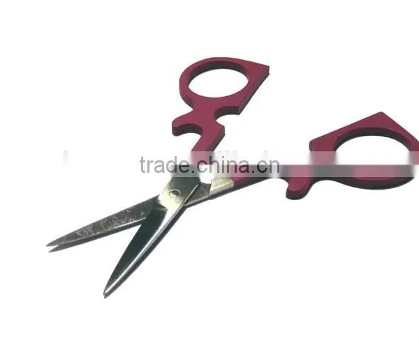 Wine Red Rubber Blasting Pattern Cosmetic Scissor photo-4