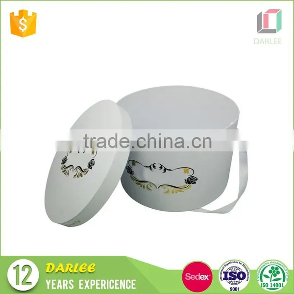 Professional OEM Christmas Gift Paperboard Luxury Round Custom Florist Hat Boxes With Ribbon Handle photo-5
