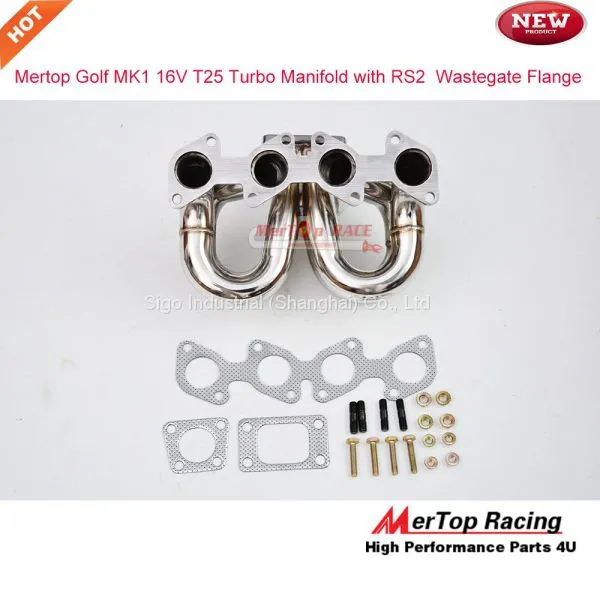 Mertop Race Stainless Steel VW Golf 1 MK1 16v 1.8L and 2L T25 Turbo Exhaust Manifold With Audi RS2 Wastegate Flange photo-2