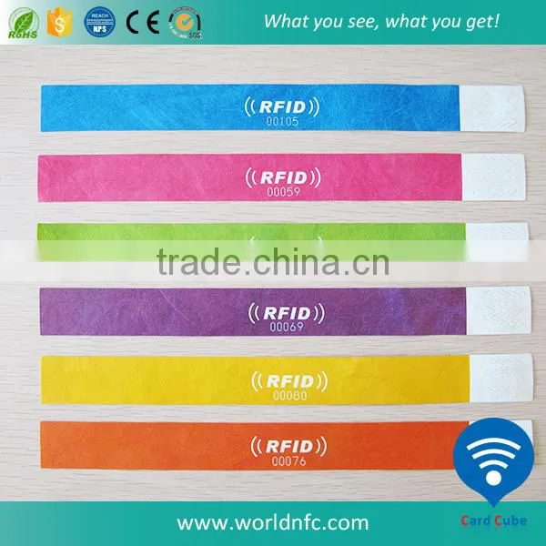 One Time Use FM1108 NFC Paper Wristband