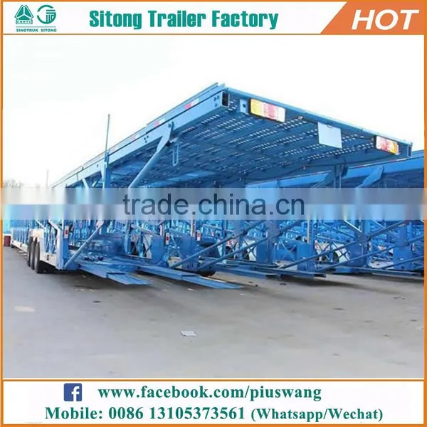 China Truck Trailer 2 or 3 FUWA Axle Car Transport Semi Trailer Car Carrying Trailer photo-3