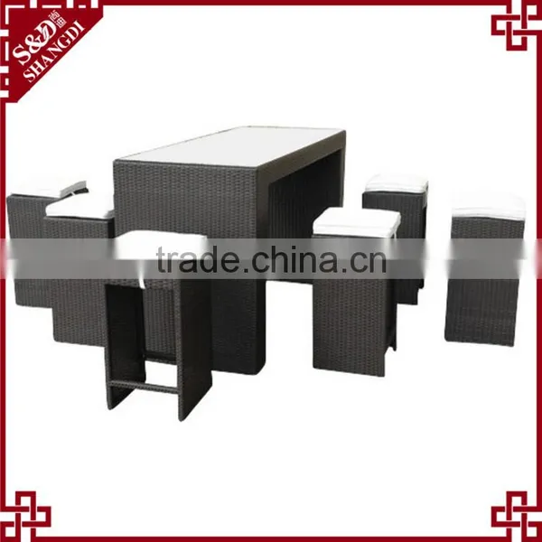 Latest High Armless Seat Design Rattan Outdoor Dining Table and Chair Set photo-2