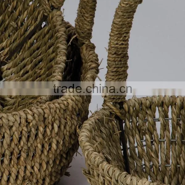 Set of 3 Seagrass Woven Hanging Basket Flower Decorative Gift Basket photo-4
